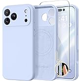 GolbinBox Magnetic for iPhone 17 Pro Max Case, Compatible with MagSafe, [Full Camera Protection] [Screen Protector], Silicone Shockproof Phone Cover with Anti-Scratch Microfiber Lining, Cyan Purple