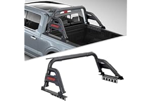 IIIREENO Roll Bar for Pickup Truck/Compatible with Full Size Trucks (Ford F-150/250,Silverado 1500, Ram 1500, Sierra,Tundra) Light Mount/Adjustable Sport Roll bar (No Drilling) Fine Textured Black