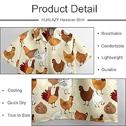 HUGLAZY Chicken Shirt for Men Button Down Hawaiian