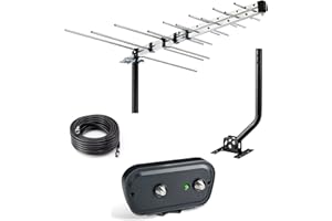 CeKay Outdoor Yagi TV Antenna with Preamplifier, 40FT RG6 Cable & J Mount, Long-Range Digital HD Antenna for Attic, Roof, or 