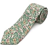 GHTIYLP Cotton Floral Ties for Men 2.76" Men's Skinny Tie Linen Flower Printed Neck Tie for Wedding Dating Party