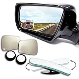 Zone Tech Blind Spot Adjustable Square Mirrors - 2-Pack Premium Quality Square Blind Spot Mirror Adjustable Stick-On Exterior