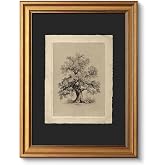 VIYYIEA Gold Framed Wall Art, Vintage Sketch Oak Tree Wall Art, 12x16 Inch | Rustic Botanical Decor Prints, Classical Farmhouse Sketch Tree Pictures for Living Room Bedroom Bathroom