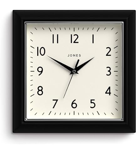 Jones Clocks Box Wandklok Retro Vierkant 25 Cm Rood - Keuken & Kantoor