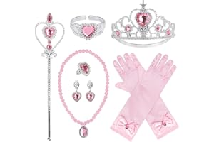 Princess Belle Dress Up Toys,7 Pcs Girl’s Jewelry Dress Up Play Set,Included Crowns, Wands, Necklaces, Bracelet, Rings,Earrin
