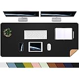 Large Desk Mat 47.2" x 17" Leather Desk Pad Protector with Natural Cork & PU Leather, Non-Slip Office Desk Mat, Double-Sided 
