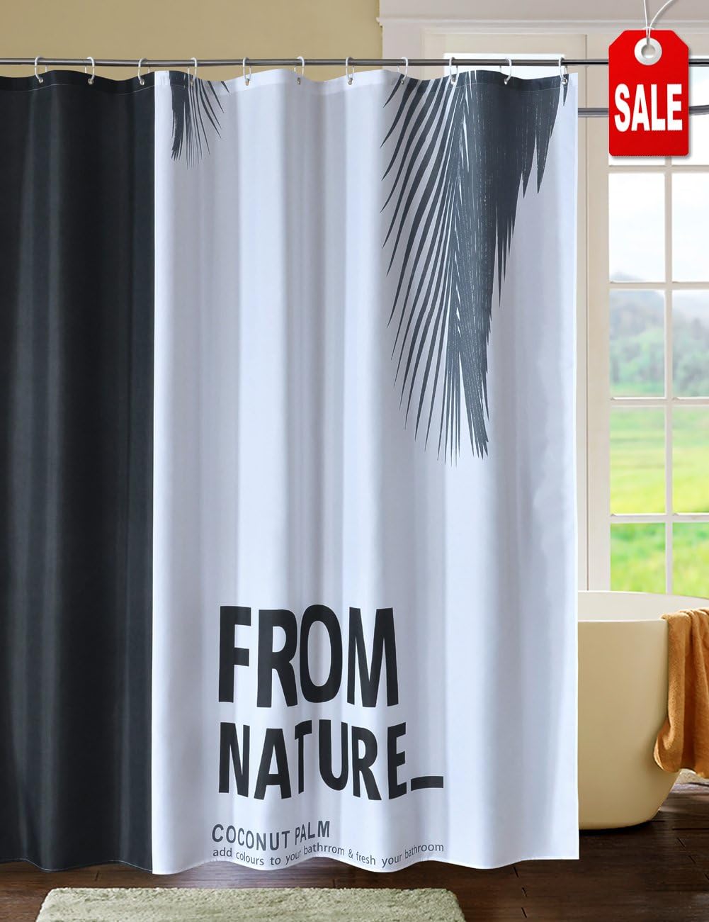 CHAYOTE HOME Fabric Shower Curtain for Bathroom, Hotel Quality, Black and White, Waterproof Machine Washable