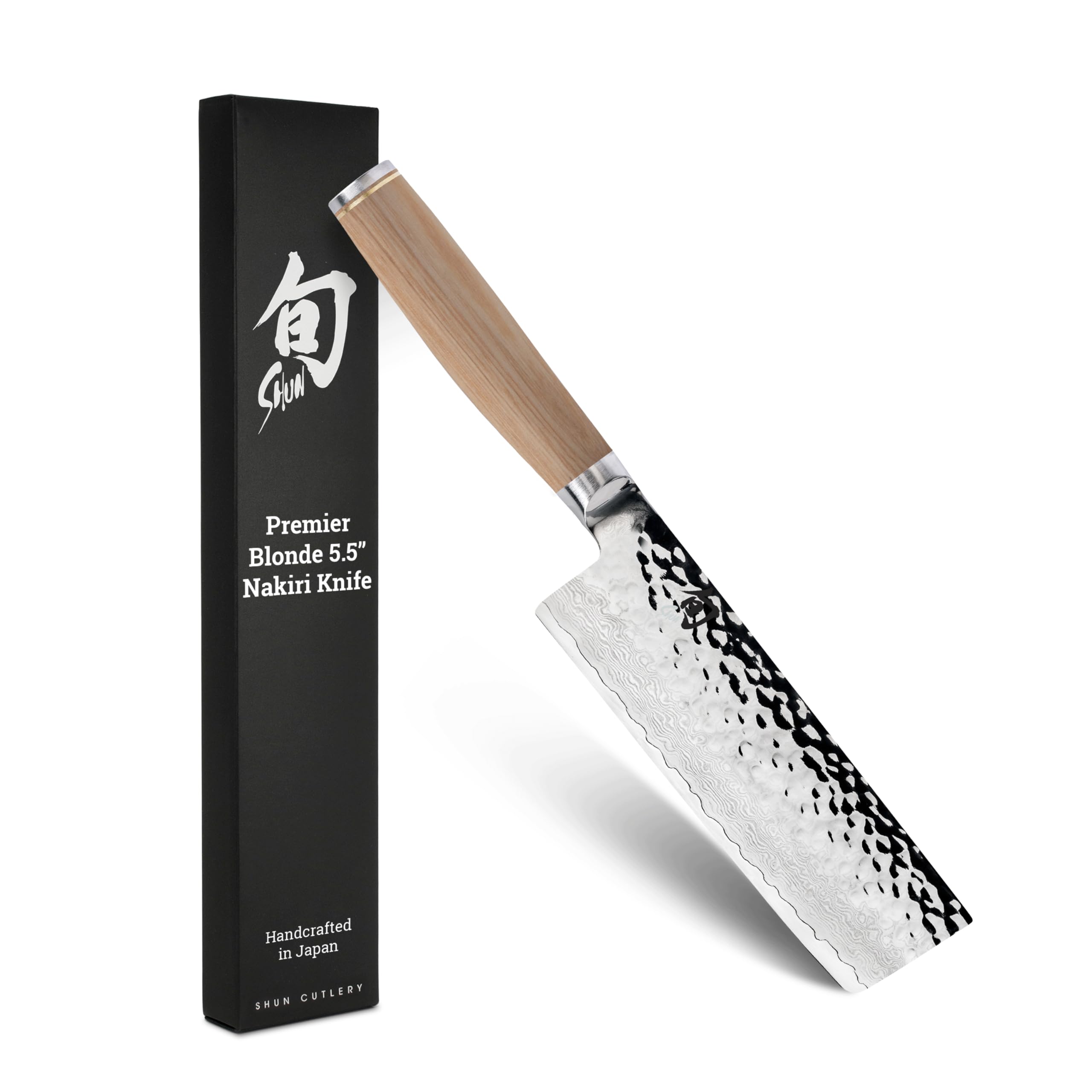 Photo 1 of Shun Premier Blonde 5.5" Nakiri Knife, Handcrafted Japanese Vegetable Knife, VG-MAX Core with Damascus Stainless Steel Cladding, Pakkawood Handle, Slicing Tool for Professional and Home Chefs