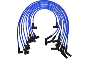 RLP Silicone Spark Plug Wires Set 8.0mm Blue Replacement for SBF Small Block Ford Valve Cover Wires 221 255 260 289 302 351W Fits HEI Distributor Caps with Coil Wire