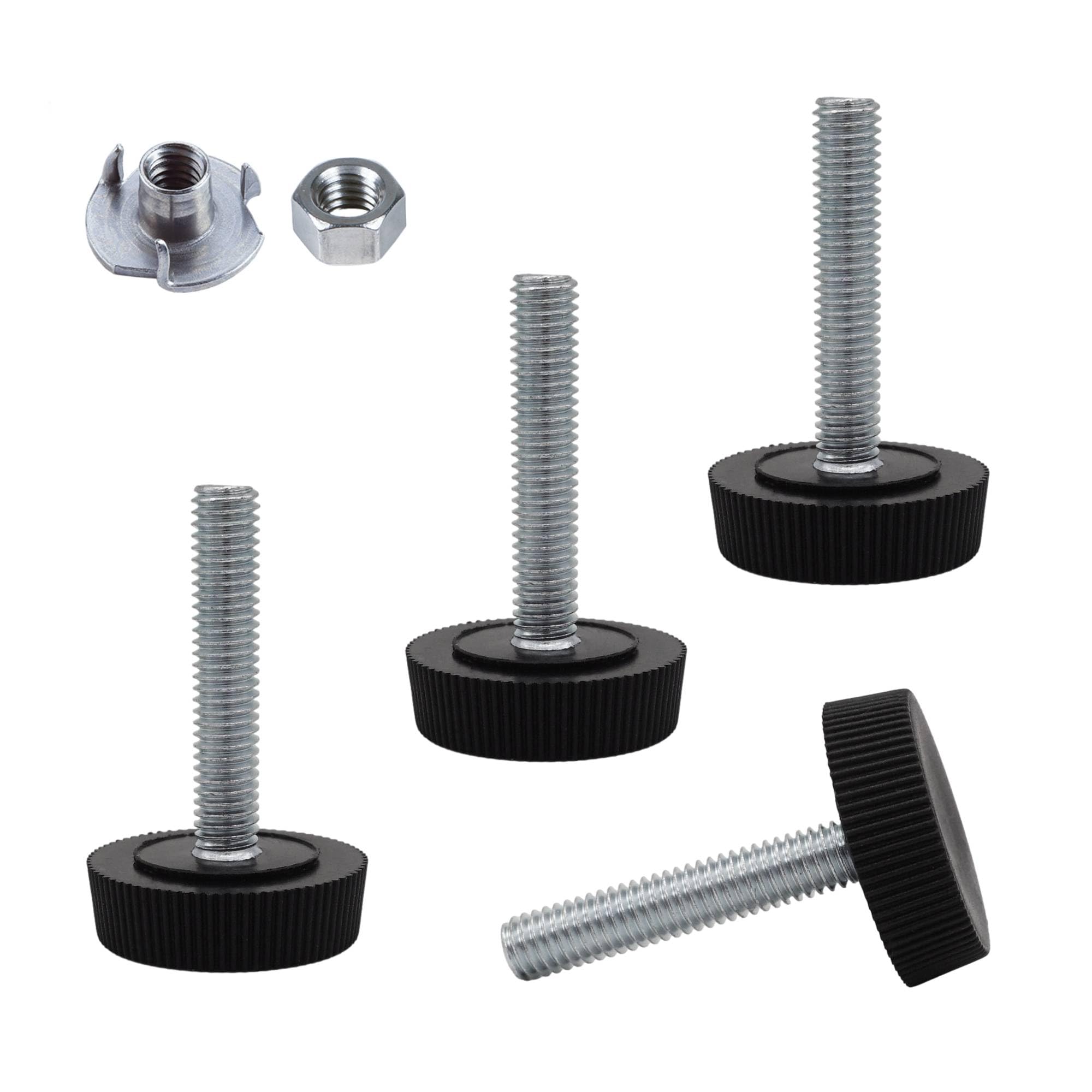 SKIR'CO 4 pcs, Furniture Leveling Feet M6 x 30 mm, Adjustable Round Legs 25 mm Diameter, M6 Thread Leveler Foot (Nuts Included) — image 1