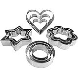 Metal Cookie Cutters Set - Star Cookie Cutter Stainless Steel Round Biscuit Cutter Heart Small Star Cookie Cutters Mini Flowe