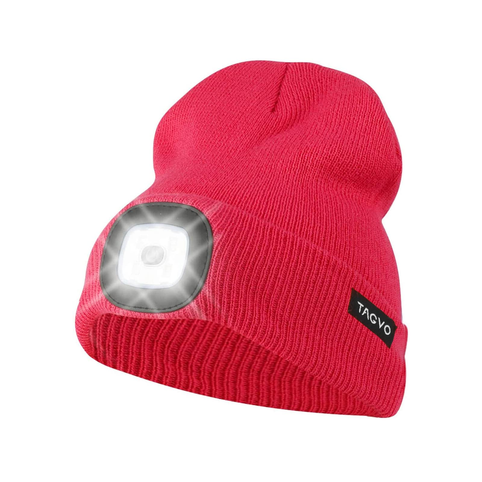 TAGVO LED Lighted Beanie Cap, USB Rechargeable Winter Warm Hats with 8 Lights, 2 Modes(Bright & Flashing Alarm), Running Camping Headlamp Knitted Skullies Beanie — image 1