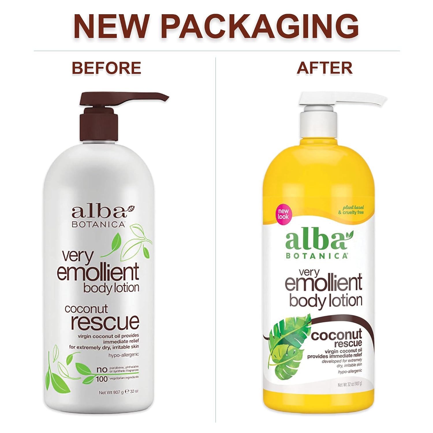 Alba Botanica Very Emollient Body Lotion, Coconut Rescue, 32 Oz : Beauty