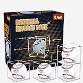 VOLEAAR 4 Pack Baseball Display Case, UV Protected Acrylic Square Baseball Holder, Clear Cube Autograph Memorabilia Ball Display Cases, Official Size Baseball Display Box for Boy