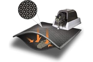 Waretary 2 Packs Cat Litter Mat, 24" X 15" Litter Trapping Mat, Double Layer Honeycomb Litter Box Mat, Urine & Waterproof Kitty Litter Mat, Scatter Control Easy Clean (Black)