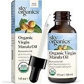 Sky Organics Organic Marula Oil for Face 100% Pure & Cold-Pressed USDA Certified Organic to Replenish, Balance & Boost Glow, 1 fl. Oz