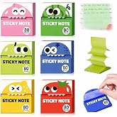 6 Boxes of Transparent Pull-Out Sticky Notes (480 Sheets Total) - Cute Fruit Monster Pop Up Sticky Notes,Office Stationery Work Accessories with No Residue,50 Reuses Per Sheet,Suitable for Office Work