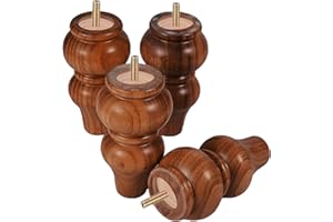 MAOHAM Wood Furniture Legs-Round Couch Legs, Sofa Legs Set of 4,Couch Legs Replacement,for Chair Legs Dresser Legs Cabinet Legs(6 inch Wood Color)