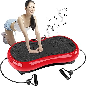 Amazon 振動マシン 3d振動 超静音 産後フィットネスマシン ダイエット 脂肪燃焼 有酸素運動 体幹強化 静音 Bluetooth ダイエット 日本語取扱説明書 赤 振動マシン