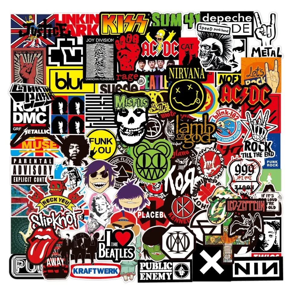 Famous Rock Heavy Metal Band Die Cut Stickers Decals for Laptops Phones Cases Walls Luggage Books Water Bottles - 50 Stickers