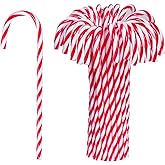 Jmkcoz 30 Pcs Christmas Candy Cane Ornament Plastic Christmas Tree Hanging Decoration Twisted Crutch Candy Canes for Xmas Tha