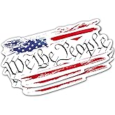 United by Color We The People Decal with American Flag (2 Pack Large) - Strong Adhesive Waterproof Patriotic Decals - No Fade, Used for Car, Truck, Helmet, Laptop, RV, Boat, Water Bottle