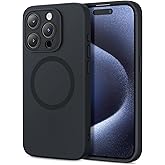 ESR for iPhone 15 Pro Max Case with MagSafe, Supports Magnetic Charging, Slim Liquid Silicone Case, Shock Absorbing, Screen and Camera Protection, Cloud Series, Black