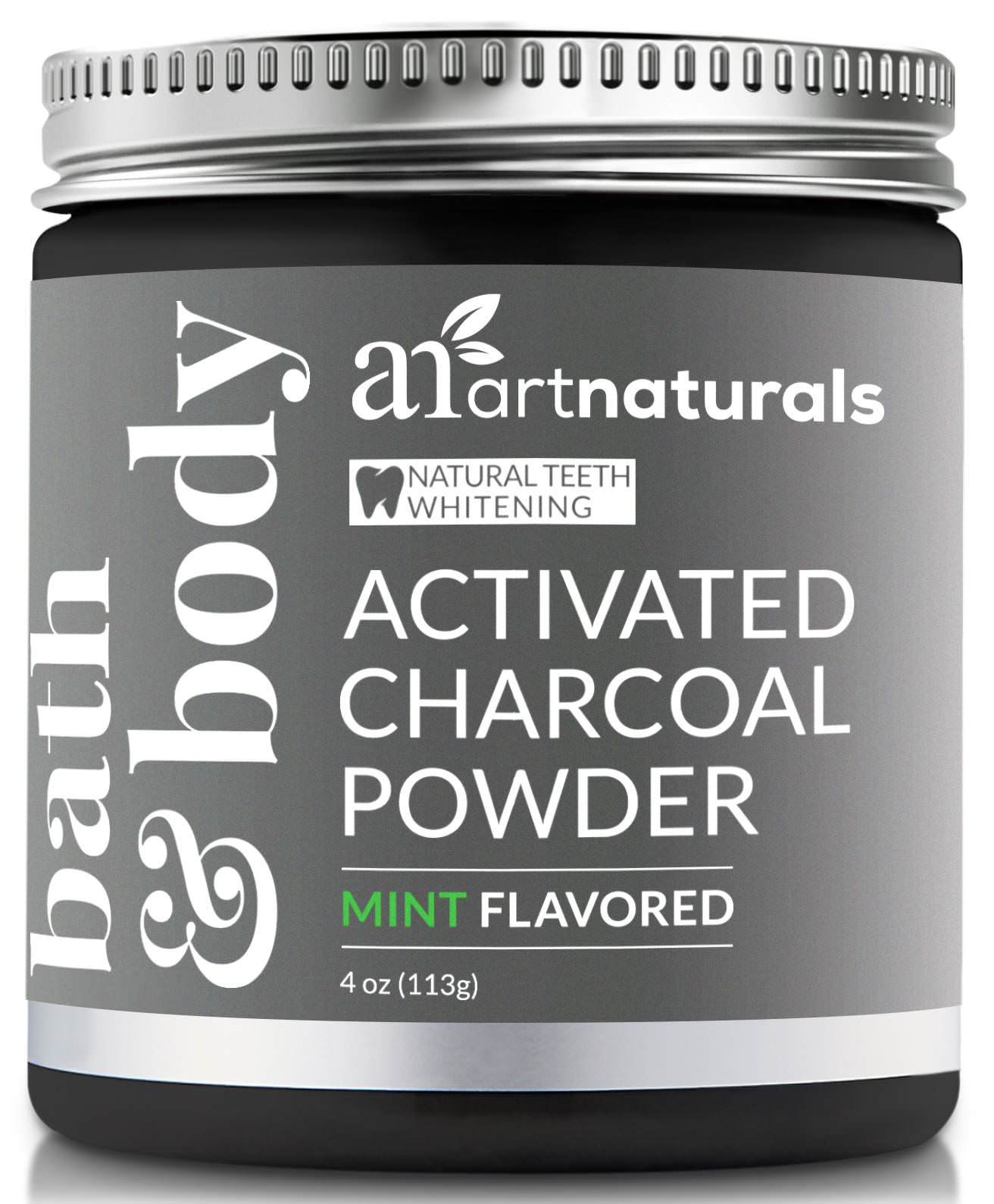 ArtNaturals Teeth Whitening Charcoal Powder - (4 Oz / 113g) - Activated Charcoal for a Natural, Non-Abrassive Whitening - Mint Flavored