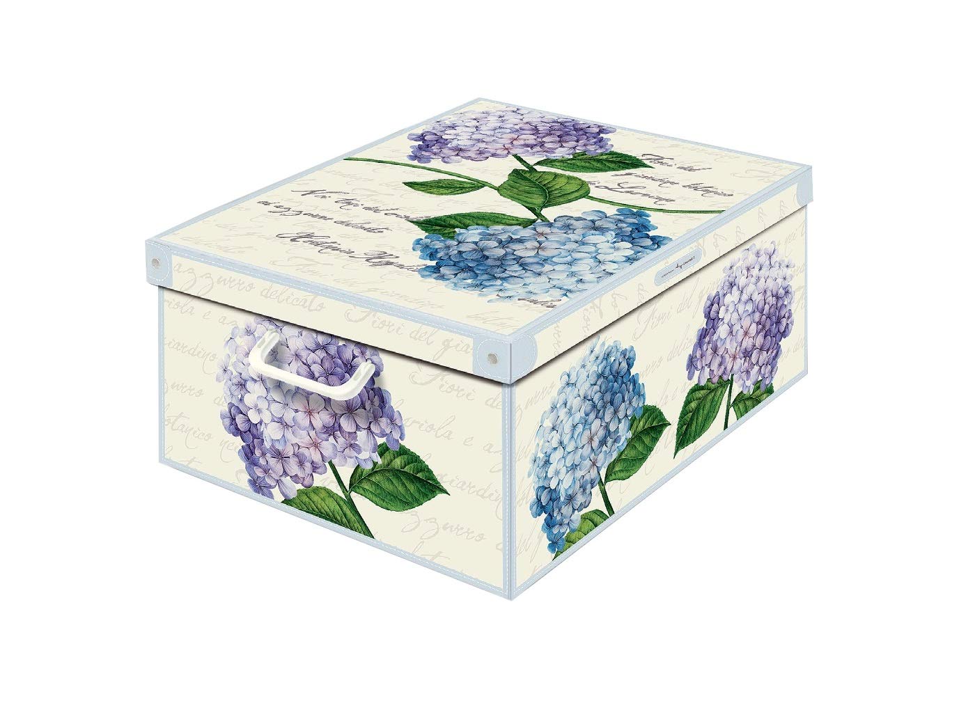 Lavatelli Collection Midi Ortensie Hydrangeas, decorative storage box, cardboard storage boxes with lids, storage boxes with lids and Handles, clothes storage, toy box storage, storage baskets, Medium