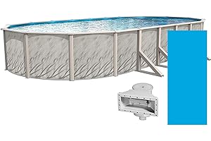Lake Effect Pools 'Meadows Reprieve' 12' x 18' Oval Above Ground Swimming Pool | 52" Inch Height | Resin Protected Steel Sided Walls | Includes a 25 Gauge Overlap Pool Liner & Widemouth Skimmer
