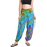 Orient Trail Women's Hippie Bohemian Palazzo Yoga Scrunched Bottom Tie Dye Harem Pants