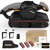 Jellas 7Amp Belt Sander 3 × 21-Inch with Dust Bag, Bench Sander with Variable-speed Control, 2 in 1 Vacuum Adapter, 10 Feet (