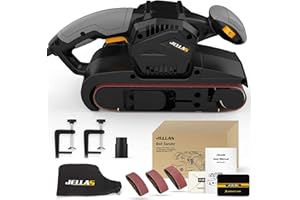 Jellas 7Amp Belt Sander 3 × 21-Inch with Dust Bag, Bench Sander with Variable-speed Control, 2 in 1 Vacuum Adapter, 10 Feet (