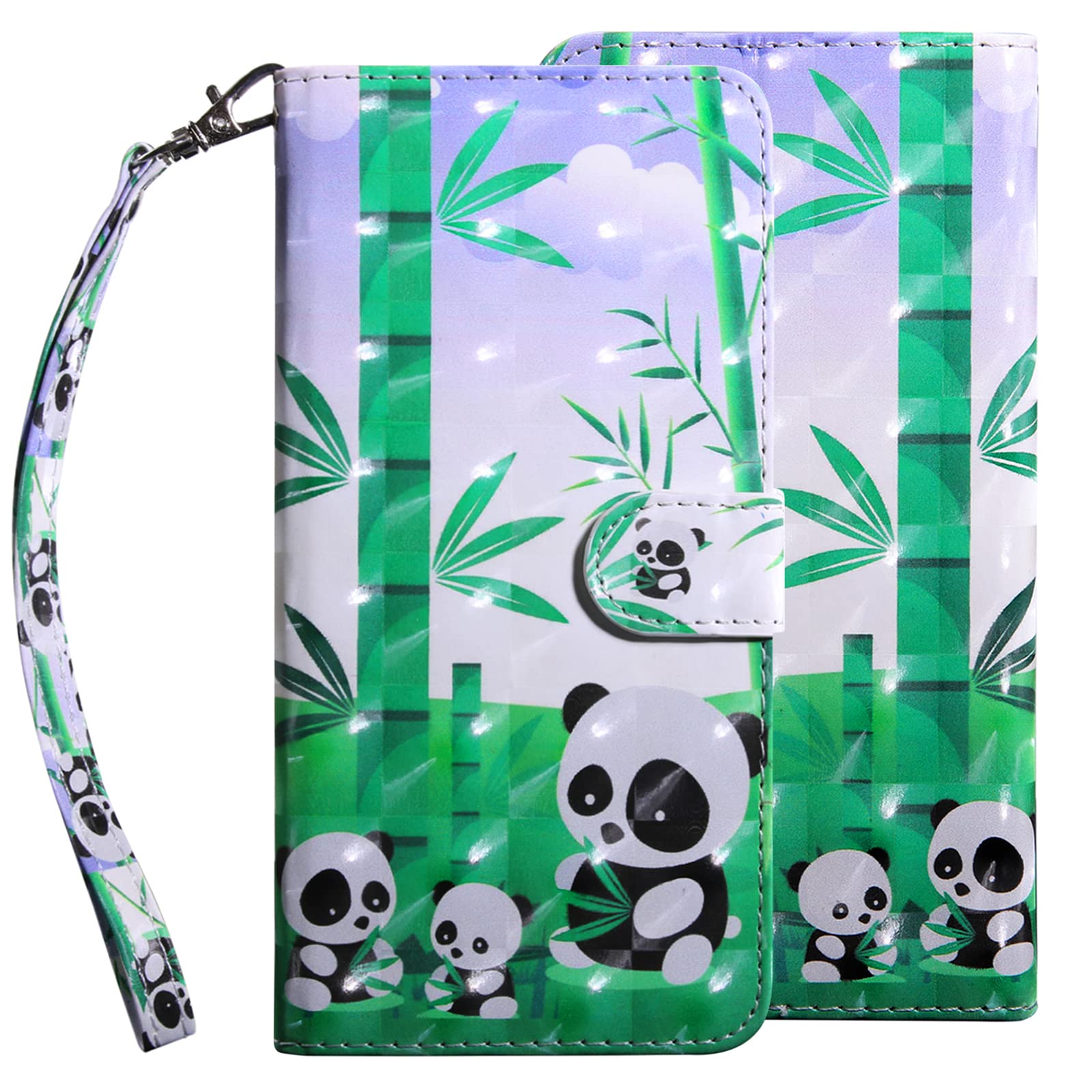 GLANDOTU Samsung Galaxy S20 FE/S20 FE 5G/S20 Lite Case Flip Wallet PU Leather Cover with Magnetic Button Standing Funstion Full-Body Protective Phone Cases, Bamboo Panda