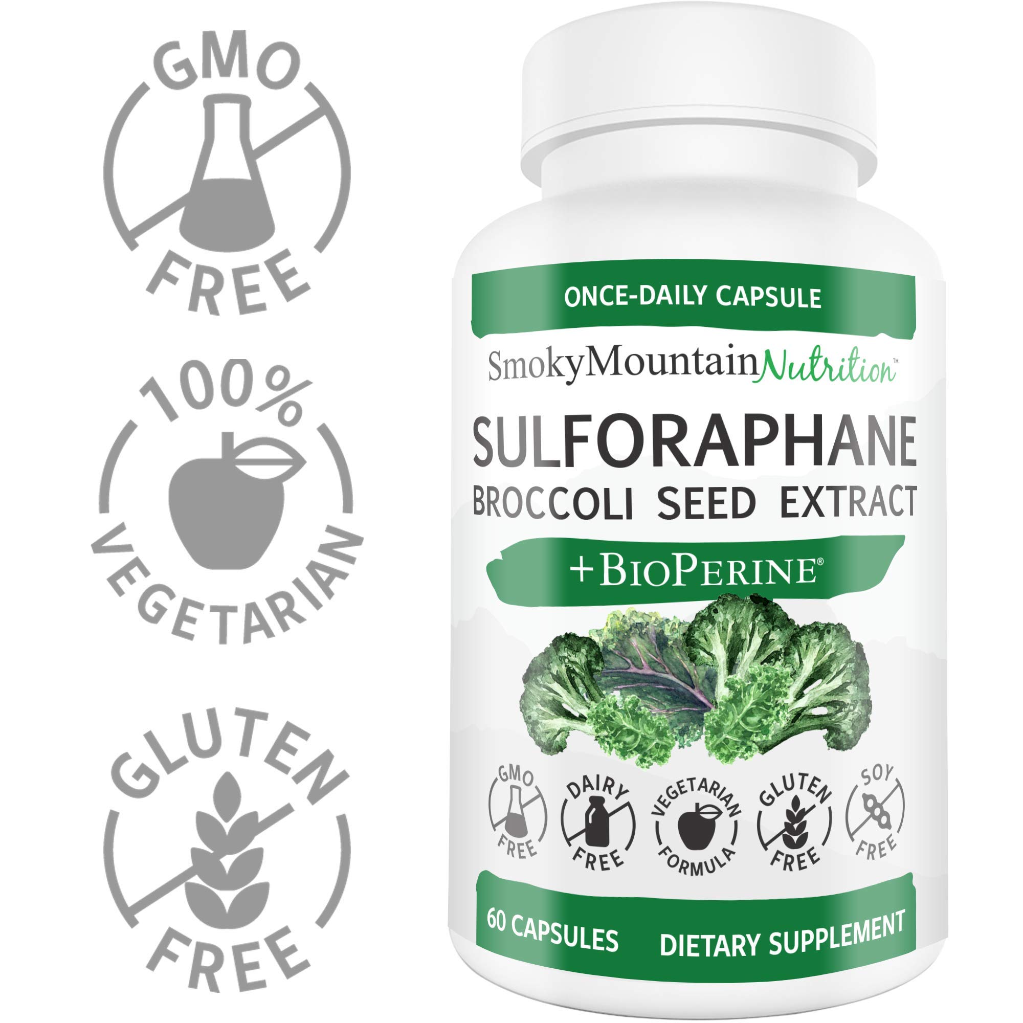 Sulforaphane Supplement 75mg with Myrosinase, Broccoli Seeds, Broccoli