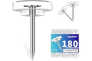 FEPUKEW 180-Pack Clear Thumb Tacks - Heavy Duty Push Pins for Bulletin Board, Office, School & Wall Decor - Sharp Steel Point Tacks with Durable Plastic Flat Heads - Includes Storage Box (Transparent)