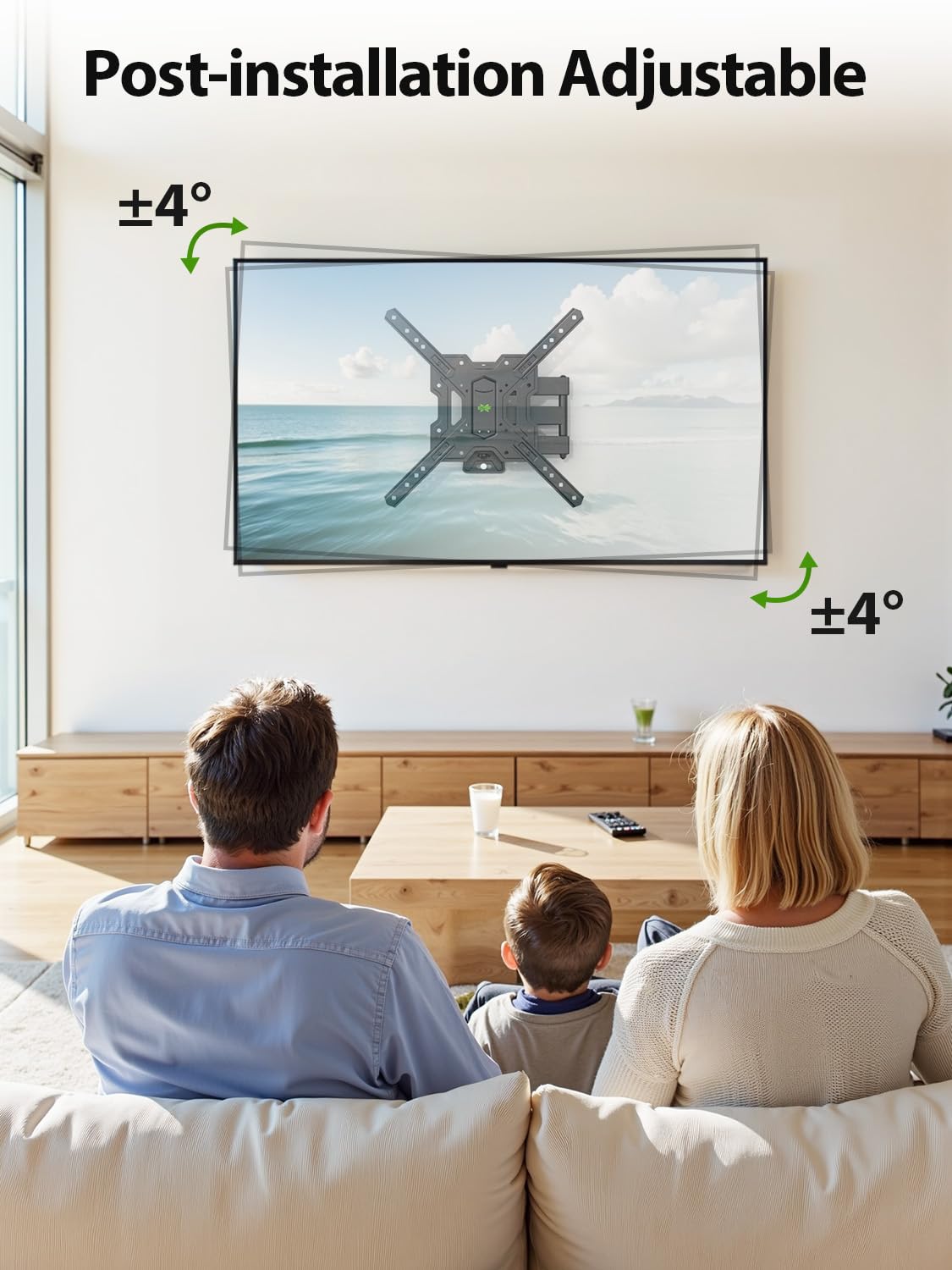 USX MOUNT UL Listed Full Motion TV Mount, Swivel Articulating Tilt TV Wall Mount for 26-55Inch LED, 4K, Wall Mount Bracket with VESA 400x400mm Up to 77lbs, Perfect Center Design -XMM006-1