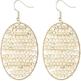 Winssigma Turquoise Teardrop Earrings, Boho Colorful Beads Fashion Hoop Earrings for Women Bohemian Jewelry