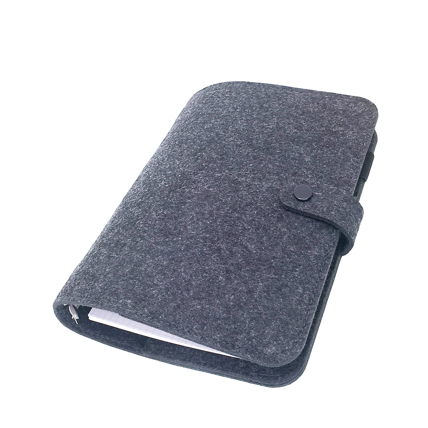 A6/ A5 6-Holes Felt Cover Round Ring View Binder File Folder for Loose Leaf Sheet Protectors/Binder Cover Protector, Black, A5 mini Set — image 1
