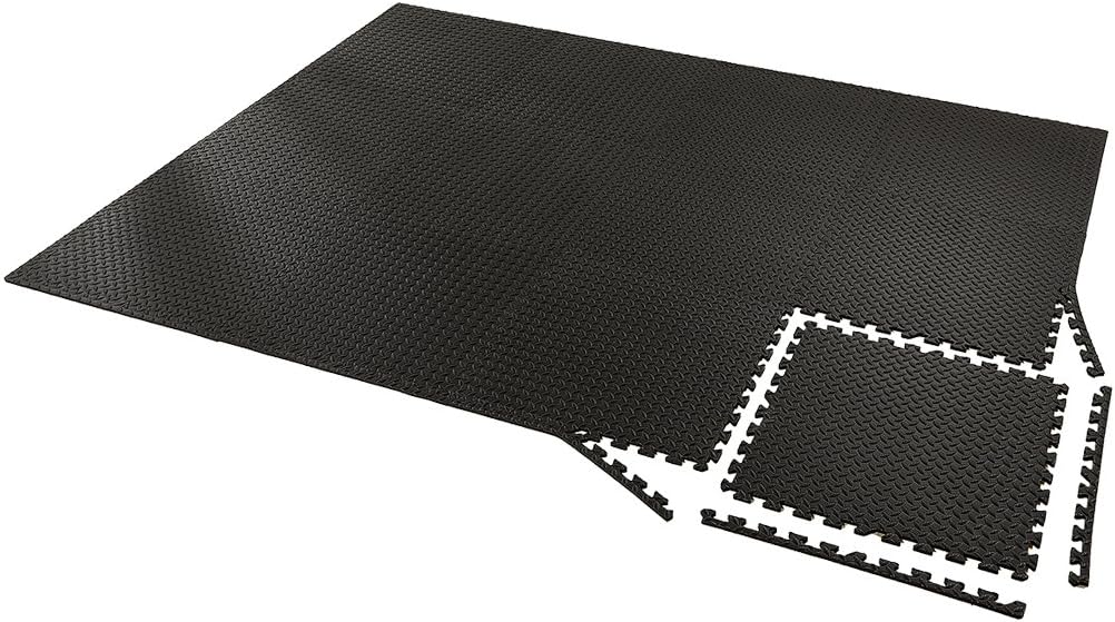 12PCS Interlocking Foam Exercise Mat, Protective Floor, Each Tile 24"24"0.5", Total 48 SQ FT, Black
