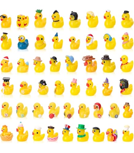 Lot de 50 mini canards dorés en résine, figurines de canard doré à collectionner pour micro jardin, paysage, gâteau, petite décoration et loisirs créatifs