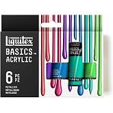 Liquitex BASICS Acrylic Paint Set, 6 x 22ml (0.74-oz) Tube, Metallics | Medium Viscosity, Satin Finish, Lightfast, Fine Art Pigments, Range of Opacities, Easy Blending