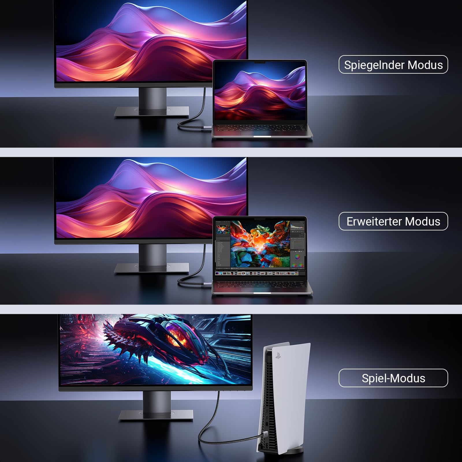 UGREEN HDMI 2.1 Kabel 10K 8K 60Hz 4K 240Hz 165Hz 144Hz 120Hz 48Gbit/s High Speed, HDMI Kabel 2.1 Ultra HD eARC HDR 10+ HDCP Dolby Vision VRR kompatibel mit Mac mini M4/PS5/ Xbox-Serie X/Laptop(3M) 8