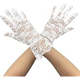 Livresse White Lace Gloves, Short Lace Gloves for Wedding, Tea Party, Opera, Halloween Costume, Vintage Tea Glove for Women