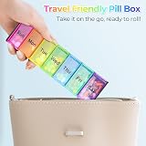 Alyvisun 7 Day Pill Box Large Weekly Organizer Black Travel view 3