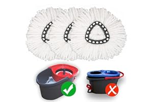 HOMSIS Mop Replace Head [ 3 Pack ] Mop Refills Compatible with Triangle Spin Mop, 100% Microfiber, Deep Cleaning Machine Washable and Easy-to-Replace