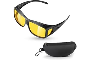 MTGEV Night Vision Glasses,Night Driving Glasses - for Men women,Anti Glare,Polarized Fit Over Glasses, Night Vision Glasses for Driving,Night Time,Yellow Tinted Sunglasses,night vision goggles