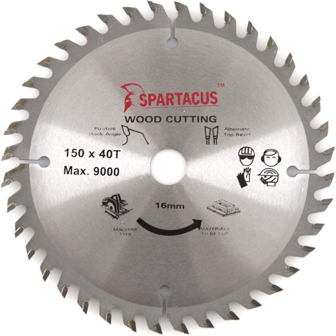 Spartacus Wood Cutting Circular Saw Blade 150mm x 16mm Bore 40 Teeth