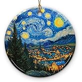 KILYHOME Starry Night Christmas Ornament - Starry Night Decorations For Classic Art Lover - Starry Night Gifts For Women, Van Vintage Style Decoration, Art Ornaments For Christmas Tree, Xmas Gift Idea
