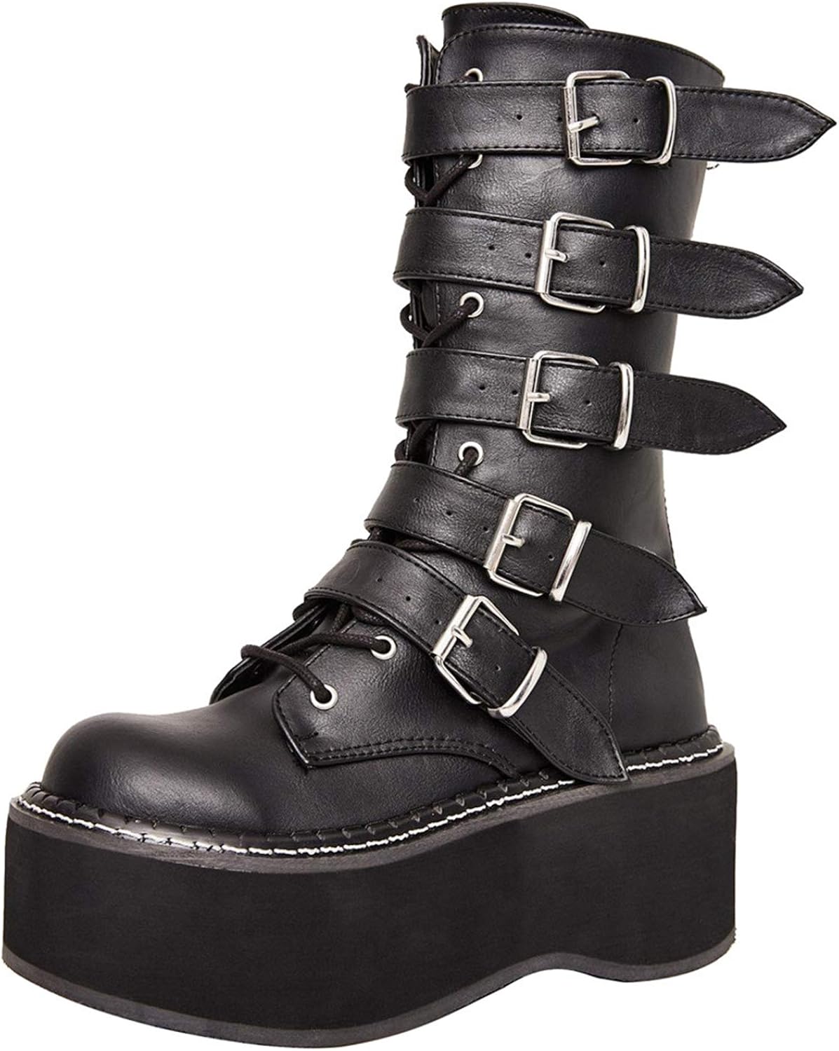 Women Mid Low Platform Chunky Heel Mid 